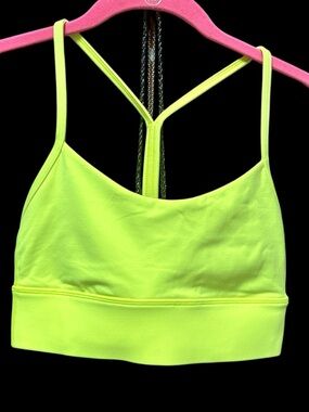 LULULEMON Flow Y Longline Nulu bra electric lemon size 6 new